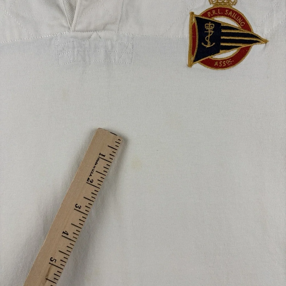 Vintage Polo by Ralph Lauren Sailing White Short Sleeve Rugby Shirt M Medium